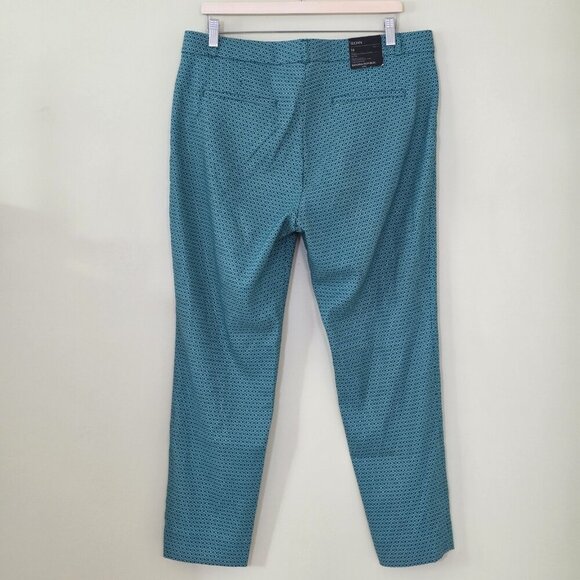 Banana Republic Pants Women 14 Green Geo Pockets Sloan Fit Stretch Ankle Office - Picture 2 of 16